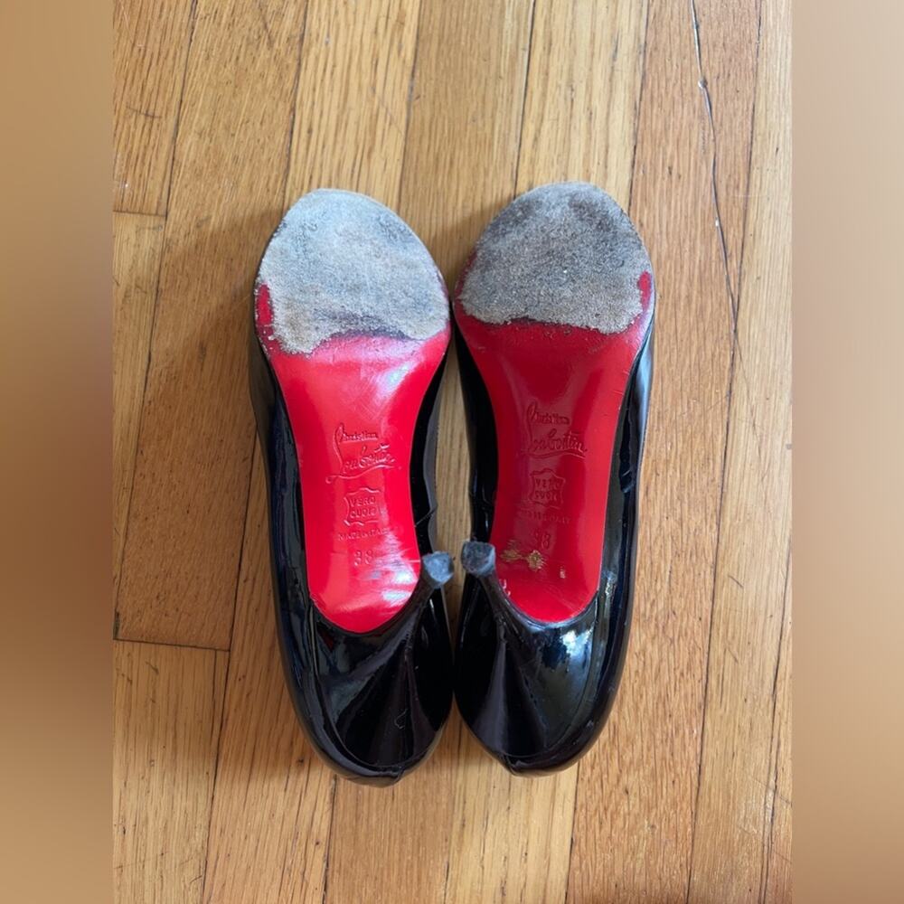 Black Patent Leather Christian Louboutin Peep Toe Pumps - Picture 6 of 8